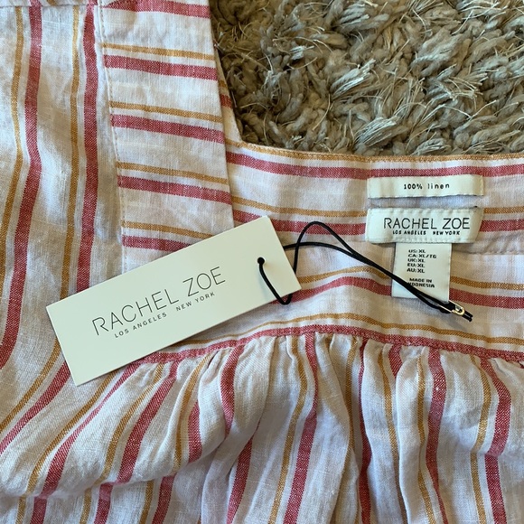 RACHEL ZOE 100% Linen Striped Top - Picture 14 of 14